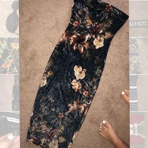 Velvet Floral Bodycon Dress.